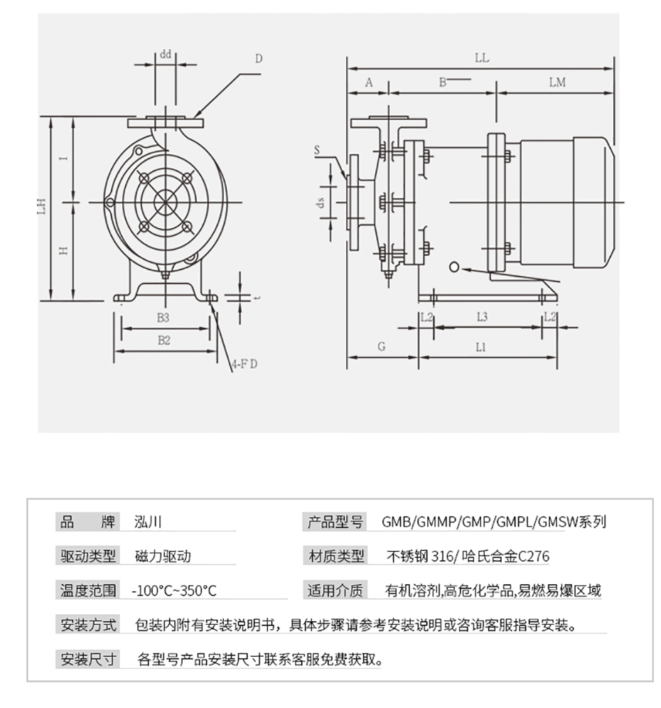 泓川GMH高溫型防爆磁力泵